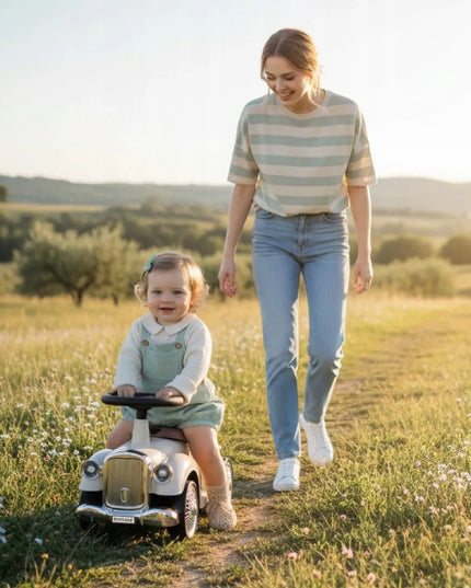 Sun Baby vintažinis lenktyninis paspiriamas automobilis-vaikštynė, ekru