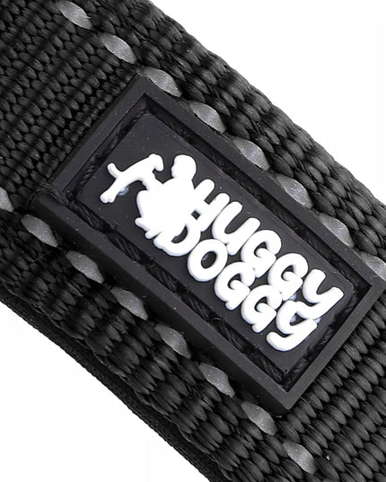 Šunų antkaklis su graviruotu vardu, juodas, šviesą atspindintis HUGGY DOGGY, L dydis