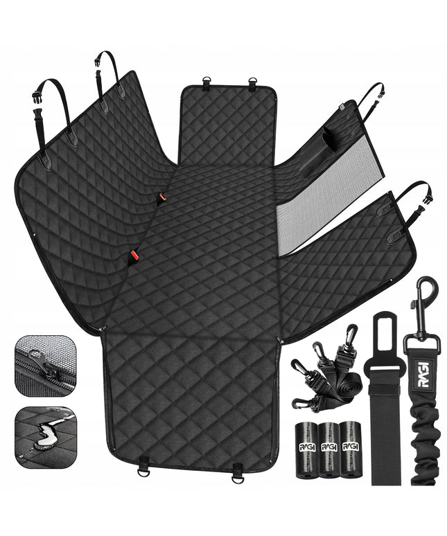 Vandeniui atspari šunų apsauginė danga automobiliui – universalus galinės sėdynės uždangalas su diržu ir maišeliais