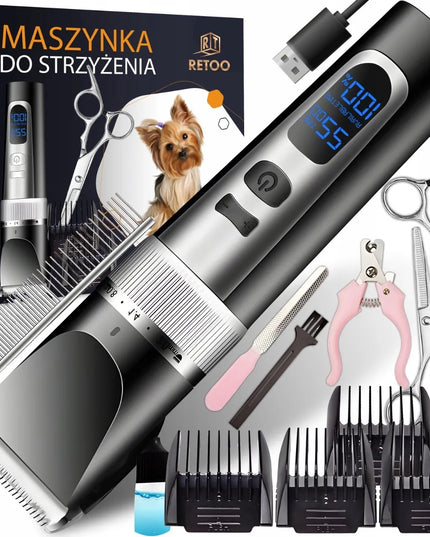 Šunų ir gyvūnų kirpimo mašinėlė, belaidis rinkinys, tyli, LCD ekranas, 9W