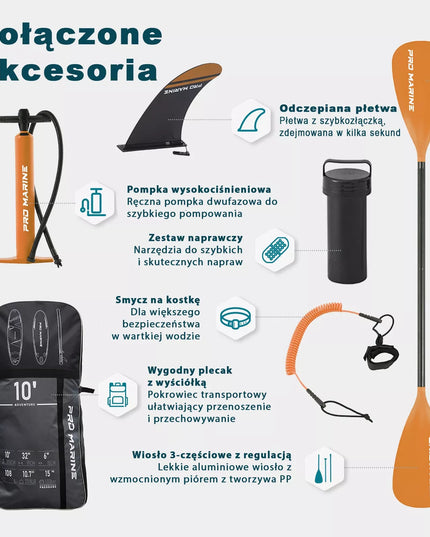 SUP lenta 305 cm STAND UP PADDLE PRO MARINE rinkinys + sėdynė ir priedai