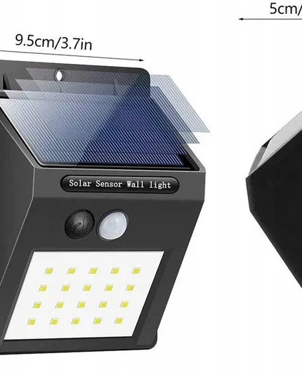 SuperLED saulės energija maitinamas LED lauko šviestuvas su judesio ir prieblandos jutikliu