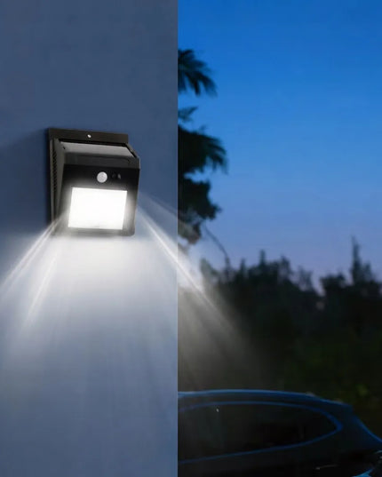 SuperLED saulės energija maitinamas LED lauko šviestuvas su judesio ir prieblandos jutikliu