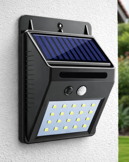 SuperLED saulės energija maitinamas LED lauko šviestuvas su judesio ir prieblandos jutikliu