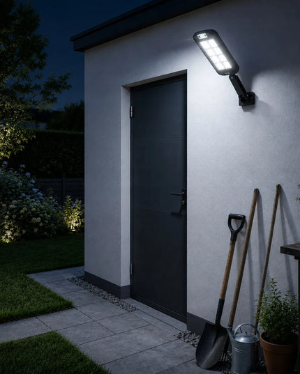 SuperLED saulės LED gatvės lempa COB, su judesio jutikliu ir pulteliu