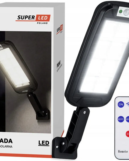 SuperLED saulės LED gatvės lempa COB, su judesio jutikliu ir pulteliu