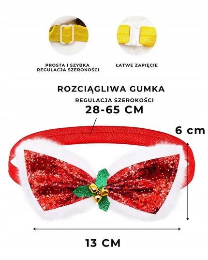 Šventinis antkaklis dideliam šuniui su žėrinčia drugelio formos detale Stella raudonas