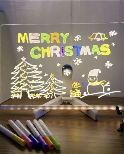 Šviečianti LED piešimo lenta + 7 flomasteriai