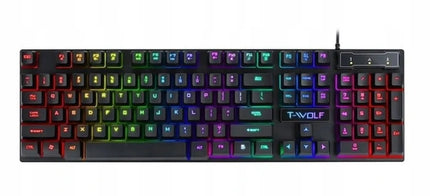 T-WOLF žaidimų klaviatūros ir pelės rinkinys su RGB LED foniniu apšvietimu