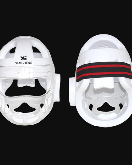 Taekwondo Headgear Protective Gear Face Shield – Apsauginis šalmas su veido skydeliu, XL, baltas