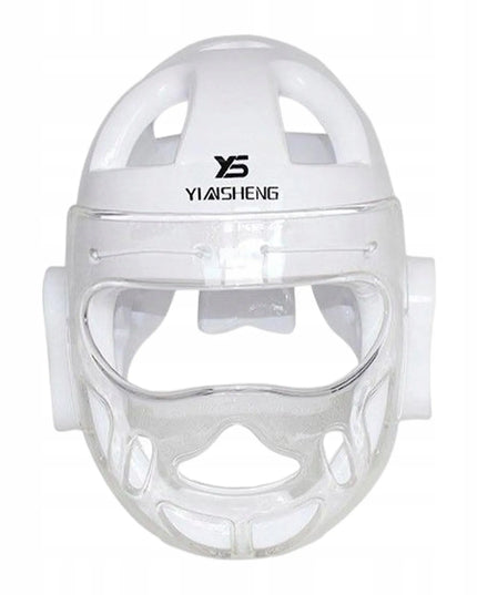 Taekwondo Headgear Protective Gear Face Shield – Apsauginis šalmas su veido skydeliu, XL, baltas
