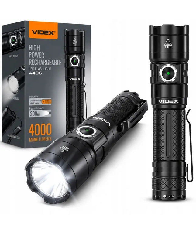 Taktinis LED akumuliatorinis žibintuvėlis Videx, 4000lm, IP68