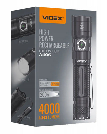 Taktinis LED akumuliatorinis žibintuvėlis Videx, 4000lm, IP68