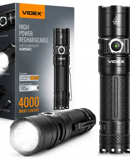 Taktinis LED žibintuvėlis Videx, 4000lm, USB-C, atsparus vandeniui