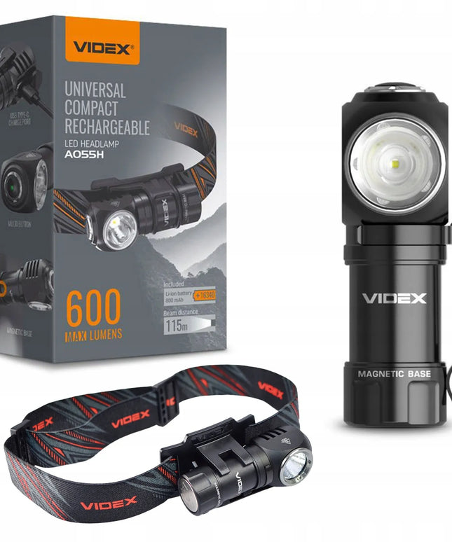 Taktinis LED žibintuvėlis Videx 600lm 10W, rankinis ir galvos