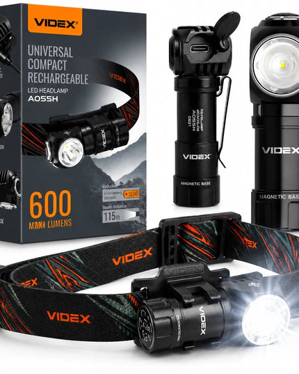 Taktinis LED žibintuvėlis Videx 600lm 10W, rankinis ir galvos