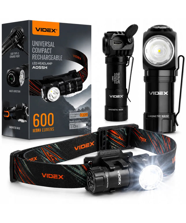 Taktinis LED žibintuvėlis Videx 600lm 10W, rankinis ir galvos