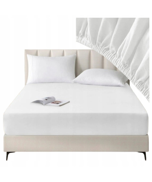 Tarino premium medvilninė paklodė su guma 200x220 cm, balta