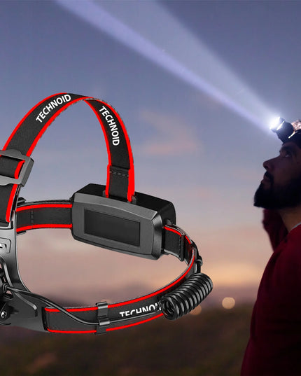 Technoid 500L PRO LED žibintuvėlis ant galvos, 5000 lm, 1000 m nuotolis, su priedais