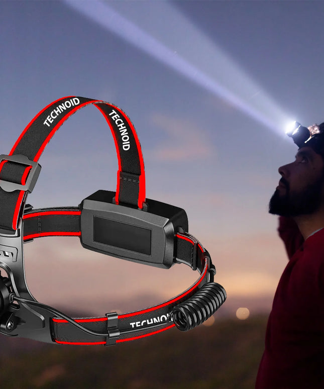 Technoid 500L PRO LED žibintuvėlis ant galvos, 5000 lm, 1000 m nuotolis, su priedais