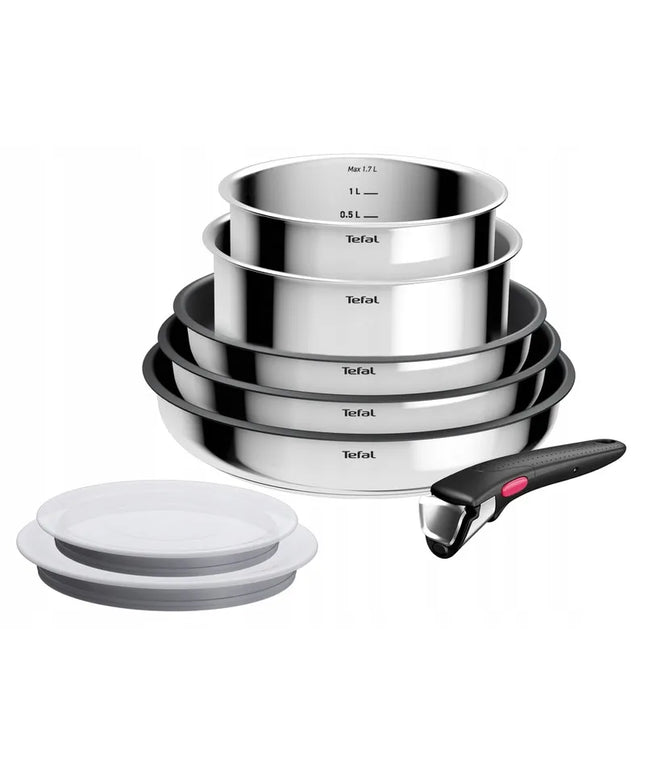Tefal Ingenio Cook Eat puodų rinkinys, 8 dalių, nerūdijantis plienas, neprideganti danga