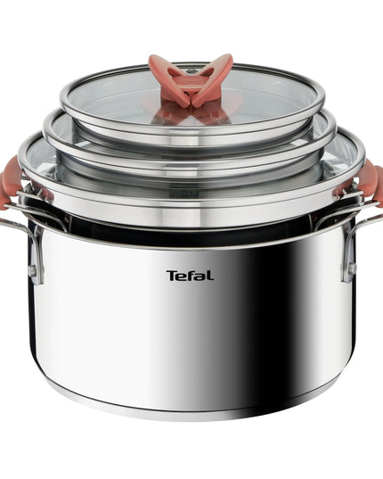 Tefal Opti'Space nerūdijančio plieno puodų rinkinys, 6 dalių, G720S674