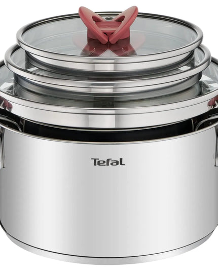 Tefal Opti'Space nerūdijančio plieno puodų rinkinys, 6 dalių, G720S674