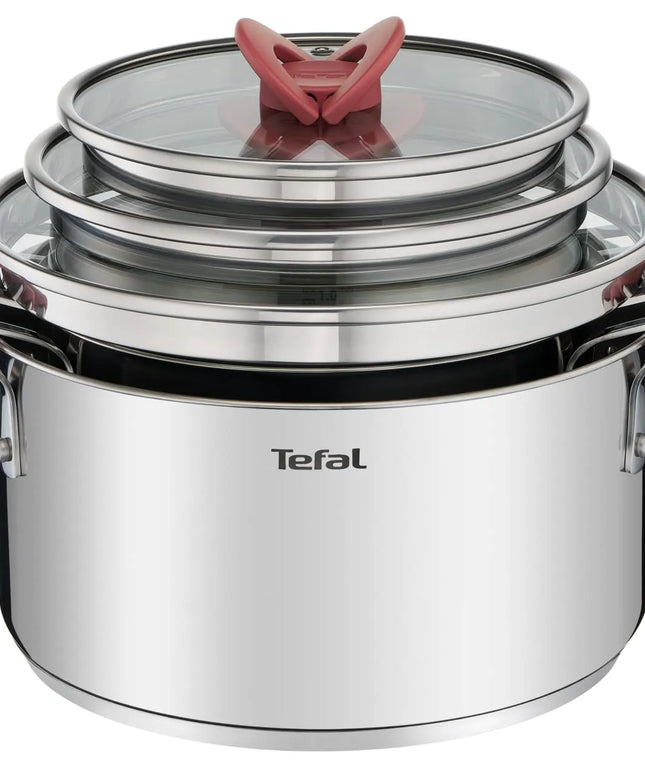 Tefal Opti'Space nerūdijančio plieno puodų rinkinys, 6 dalių, G720S674