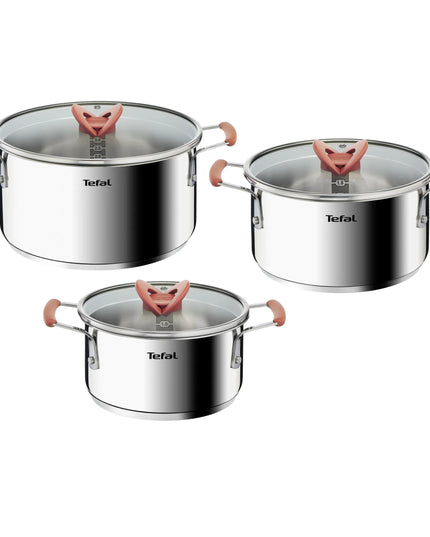 Tefal Opti'Space nerūdijančio plieno puodų rinkinys, 6 dalių, G720S674