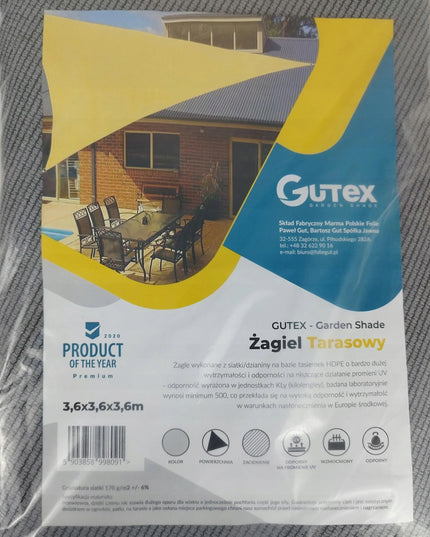 Terasinis tentas Gutex HDPE 3,6x3,6x3,6m šešėliavimo tinklelis pilkas 170g/m2