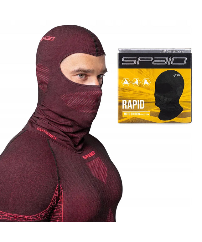 Termoaktyvi motociklininko balaklava SPAIO Rapid juoda raudona S/M