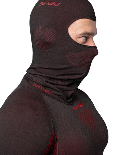 Termoaktyvinė motociklininko kaukė SPAIO Breeze juoda raudona L/XL