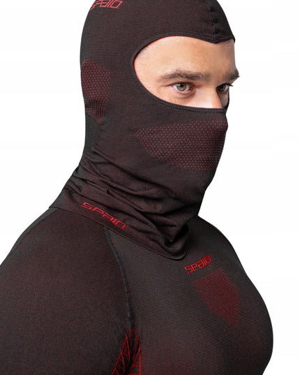 Termoaktyvinė motociklininko kaukė SPAIO Breeze juoda raudona L/XL