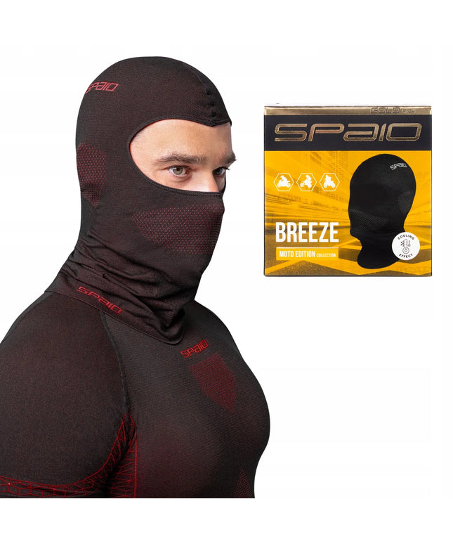 Termoaktyvinė motociklininko kaukė SPAIO Breeze juoda raudona L/XL