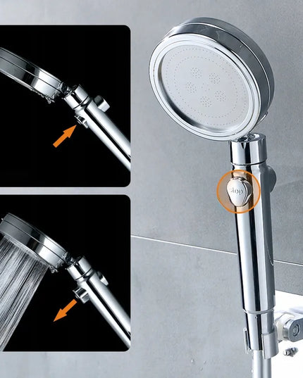 Terra Home ECO dušo galvutė su START-STOP funkcija ir chromuota jungtimi