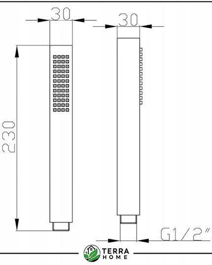 Terra Home kvadratinė dušo galvutė, vandenį taupanti, chromuota