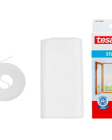 TESA langelio tinklelis nuo uodų su lipnia juosta, baltas, 1,3 x 1,5 m