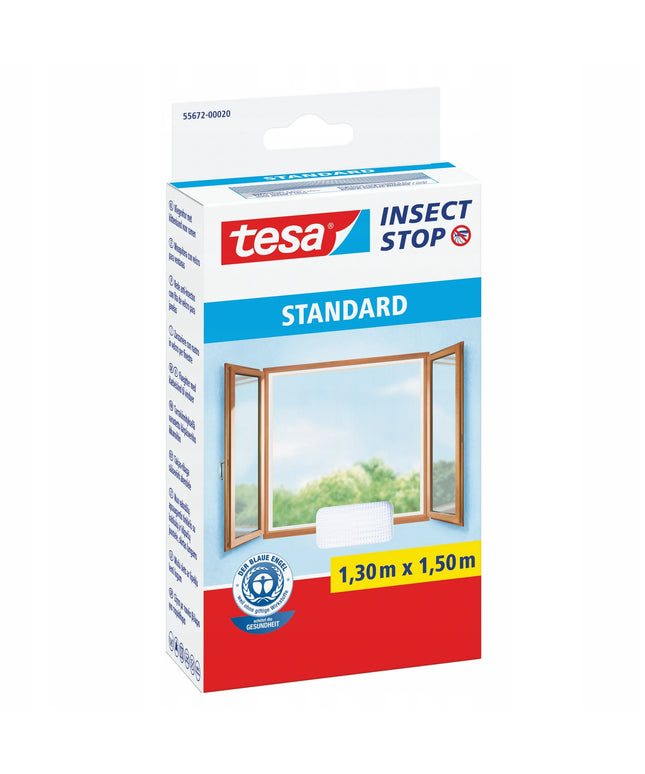TESA langelio tinklelis nuo uodų su lipnia juosta, baltas, 1,3 x 1,5 m