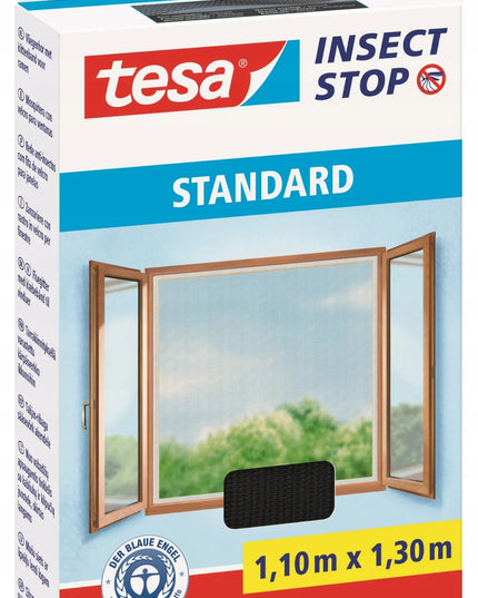 TESA langų tinklelis nuo vabzdžių su lipnia juosta, juodas, 1,1x1,3 m