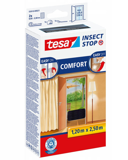 TESA tinklelis nuo uodų balkono durims, tvirtinamas lipnia juosta, juodas, 1,2x2,5m