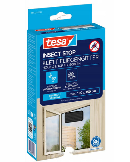 TESA tinklelis nuo uodų langams, lipni juosta, juodas, 1,3 x 1,5 m