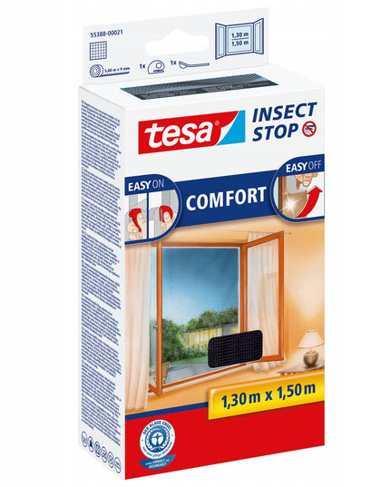 TESA tinklelis nuo vabzdžių ant lango su lipnia juosta, juodas 1,3x1,5m