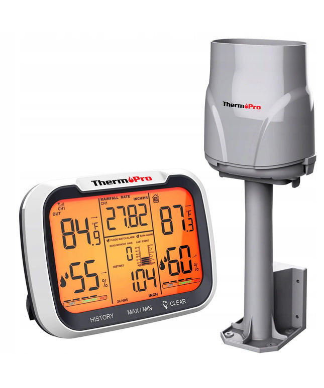 ThermoPro TP-270 orų stotelė su kritulių matuokliu, temperatūros ir drėgmės monitoriumi