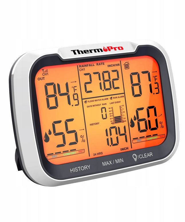 ThermoPro TP-270 orų stotelė su kritulių matuokliu, temperatūros ir drėgmės monitoriumi