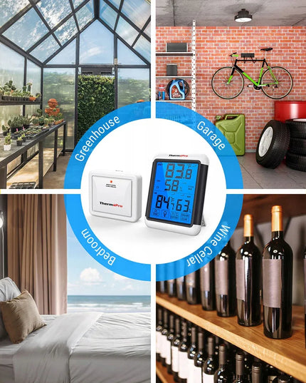 ThermoPro TP-65 temperatūros ir drėgmės monitorius su išoriniu jutikliu