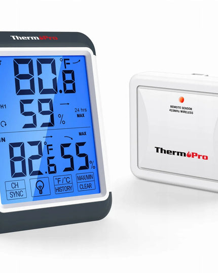 ThermoPro TP-65 temperatūros ir drėgmės monitorius su išoriniu jutikliu