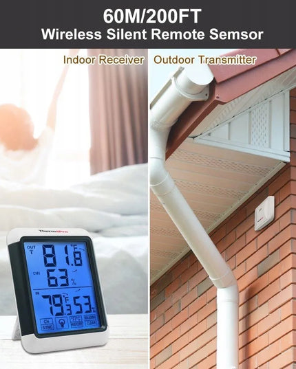 ThermoPro TP-65 temperatūros ir drėgmės monitorius su išoriniu jutikliu