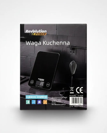 Tikslios elektroninės virtuvinės svarstyklės Revolution POWER 1 g - 5 kg, juodos stiklinės
