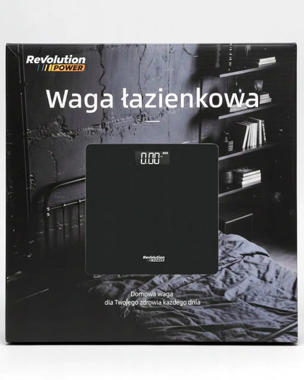 Tikslios elektroninės vonios svarstyklės Revolution POWER 180 kg, stiklinės, juodos, plonos, su LCD ekranu