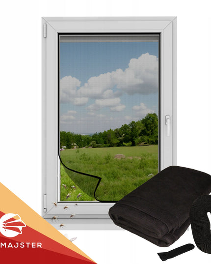 Tinklelis nuo uodų langui – lipnus tinklelis 150x180 cm, juodas apsauga nuo vabzdžių